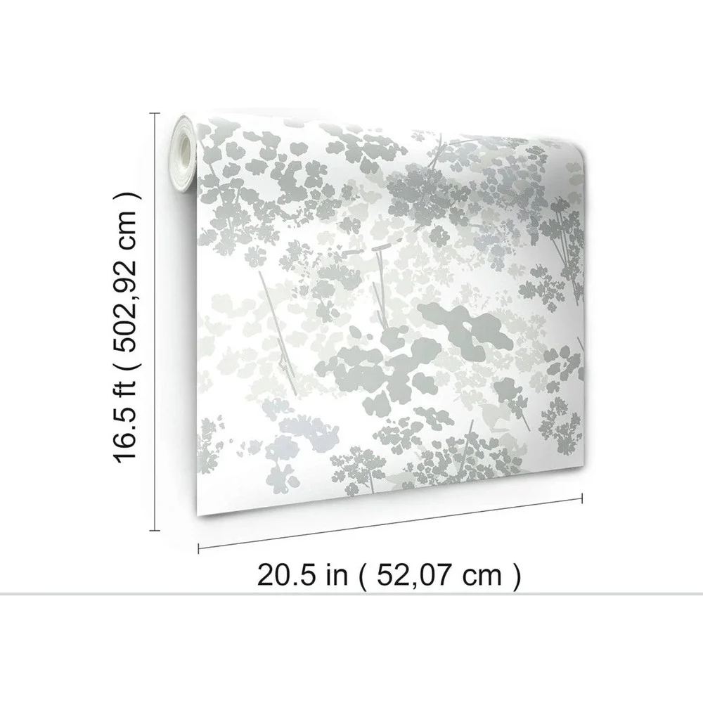 RoomMates Queen Annes Lace Peel Stick Wallpaper Slate Gray Botanical RMK11991WP